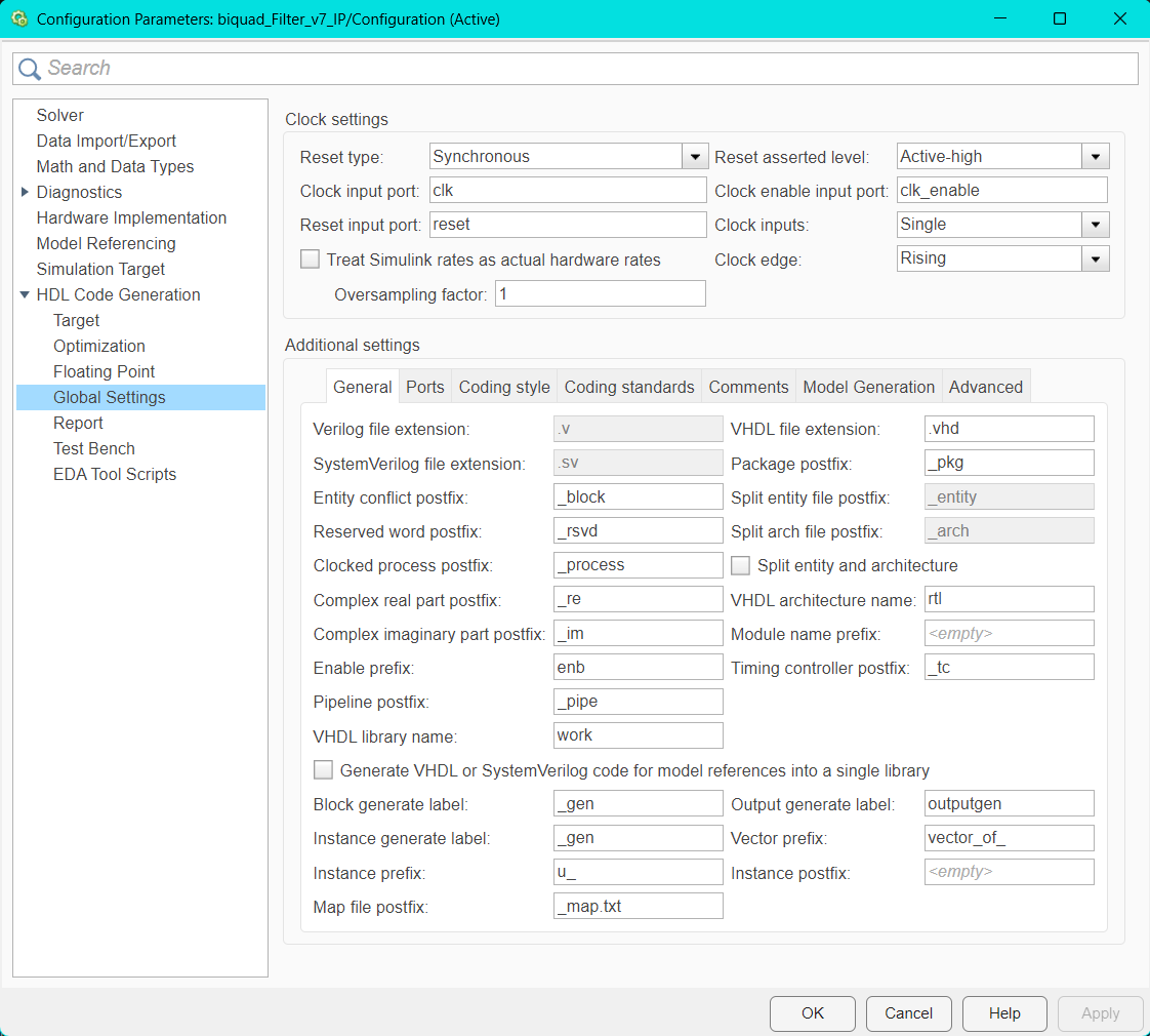HDL Workflow HDL Options Global