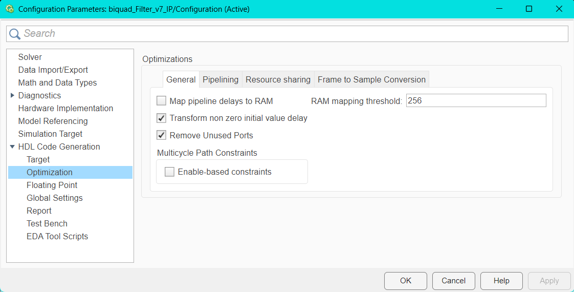 HDL Workflow HDL Options Opti General