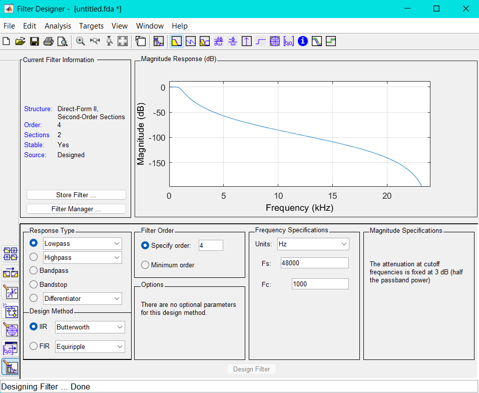 Matlab Filter Designer